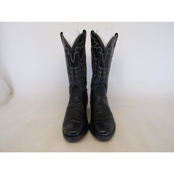 TONY LAMA Mens Size 9 D Gold Label Black Leather Smooth Ostrich Cowboy Boots main image 7